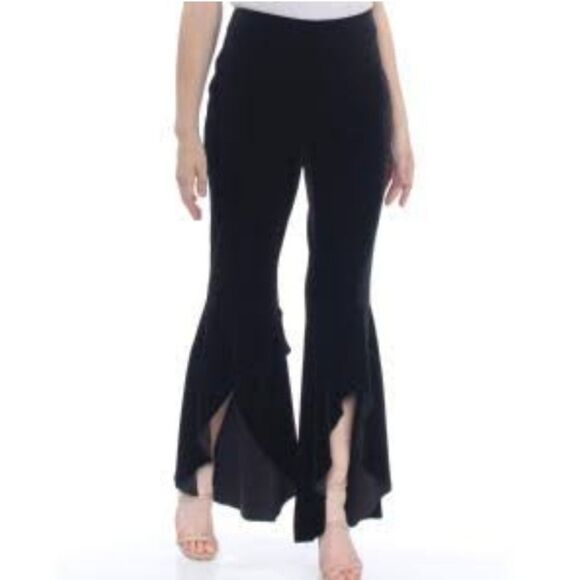 NWT INC Womens Black Slitted Ruffled Wide Leg Evening - Picture 2 of 8